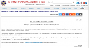 CA Course : Revised Scheme of Education and Training