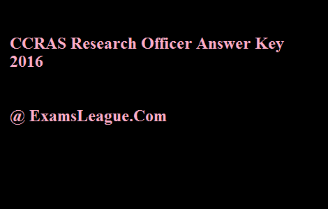 CCRAS Research Officer Answer Key 2026- Statistical Officer Solution ...