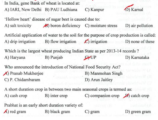 Solved Exam Answer Key Punjab Patwari 20.11.2016