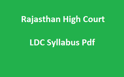 Rajasthan High Court LDC Syllabus