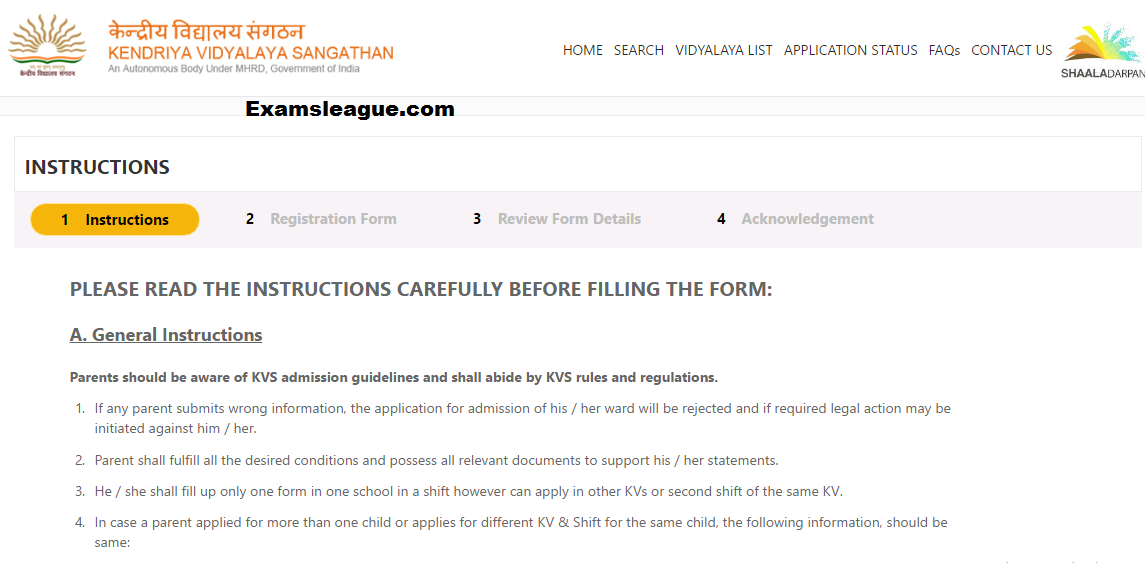 KVS Application Form 2017 Regisration Details