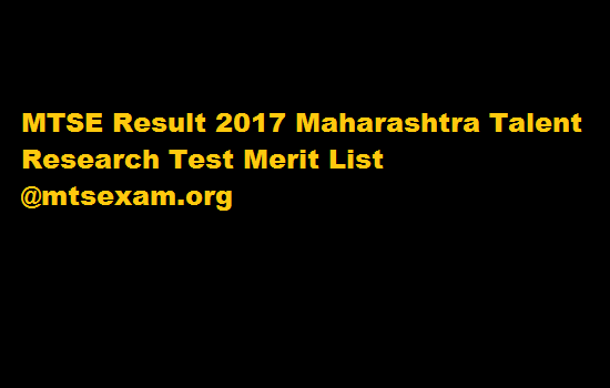 MTSE Result 2017 Maharashtra Talent Research Test Merit List @mtsexam.org
