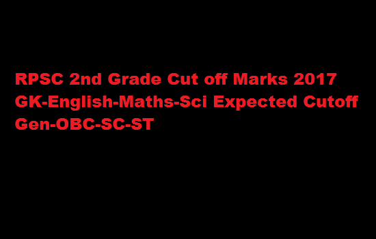 RPSC 2nd Grade Cut off Marks 2017 GK-English-Maths-Sci Expected Cutoff Gen-OBC-SC-ST