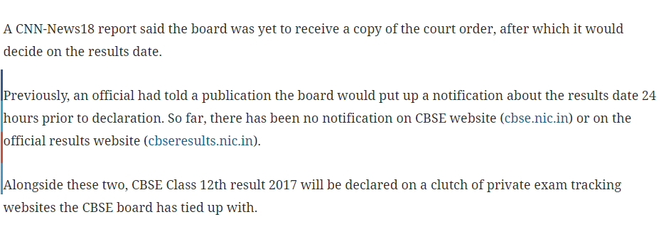 CBSE 12th Result 2017