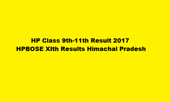 HP Class 9th-11th Result 2017 HPBOSE XIth Results Himachal Pradesh