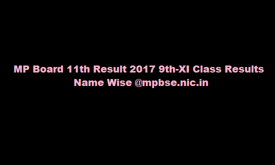 MP Board 11th Result 2017 9th-XI Class Results Name Wise @mpbse.nic.in