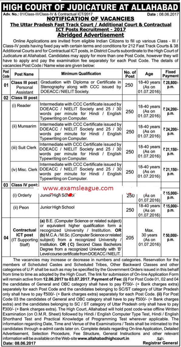 Allahabad High Court Personal Assistant Exam Date