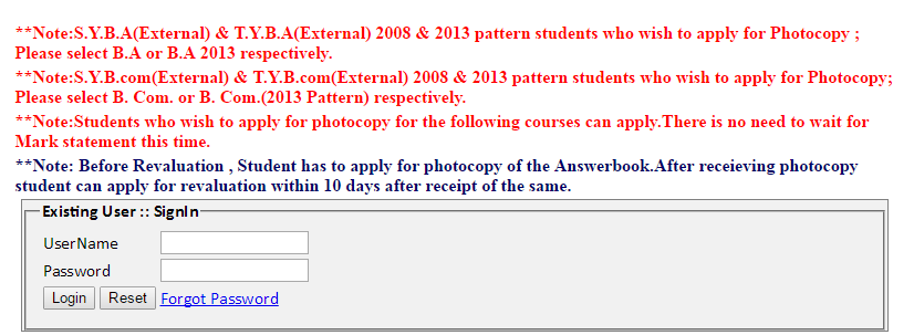 Pune University Revaluation Form 