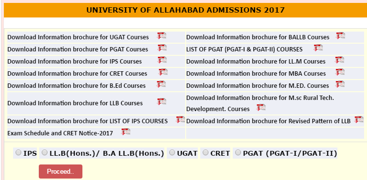 Allahabad University Admission Form 2017