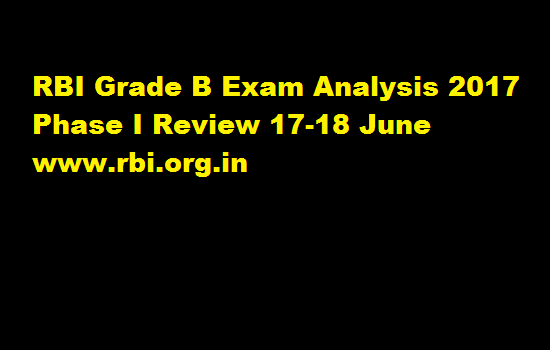 RBI Grade B Exam Analysis 2017 Phase I Review 17-18 June www.rbi.org.in