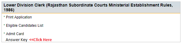 Rajasthan High Court LDC Answer Key