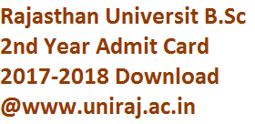 Rajasthan University B.Sc 2nd Year Admit Card 2018 Uniraj B.Sc Part-2 Hall Ticket