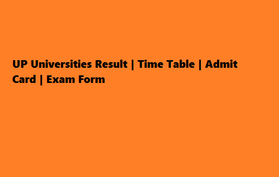 UP Universities Result | Time Table | Admit Card | Exam Form