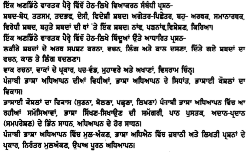 REET Punjabi Level 1 & 2 Syllabus 2017