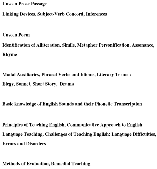 REET English Level 1 & 2 Syllabus 2017 Pdf Download