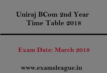 Uniraj BCom 2nd Year Time Table 2019