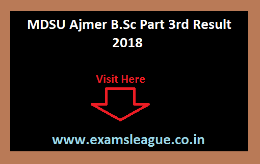 MDSU Ajmer B.Sc Part 3rd Result 2018