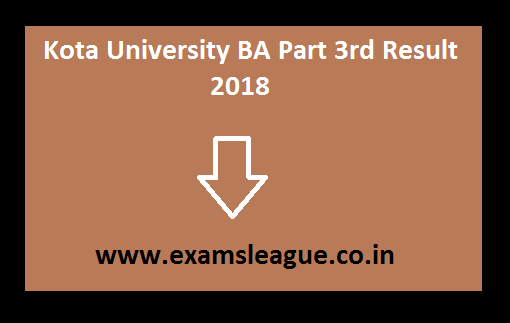 Kota University BA Part 3rd Result 2018