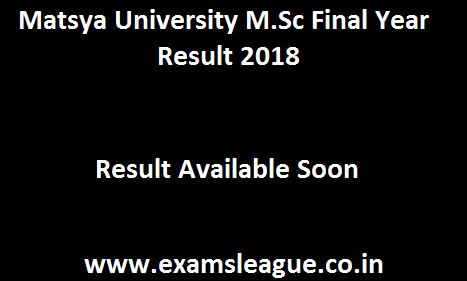 Matsya University M.Sc Final Year Result