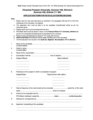 HP University Rechecking Form 2019