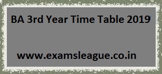 All University BA 3rd Year Time Table 2019