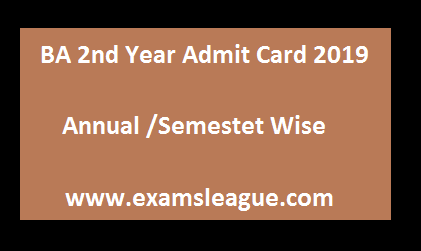 BA 2nd Year Admit Card 2019
