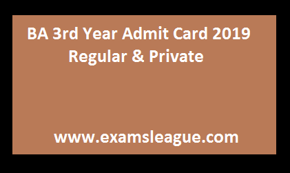 BA 3rd Year Admit Card 2019 Regular & Private