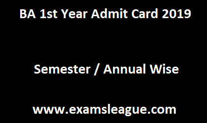 BA 1st Year Admit Card 2019