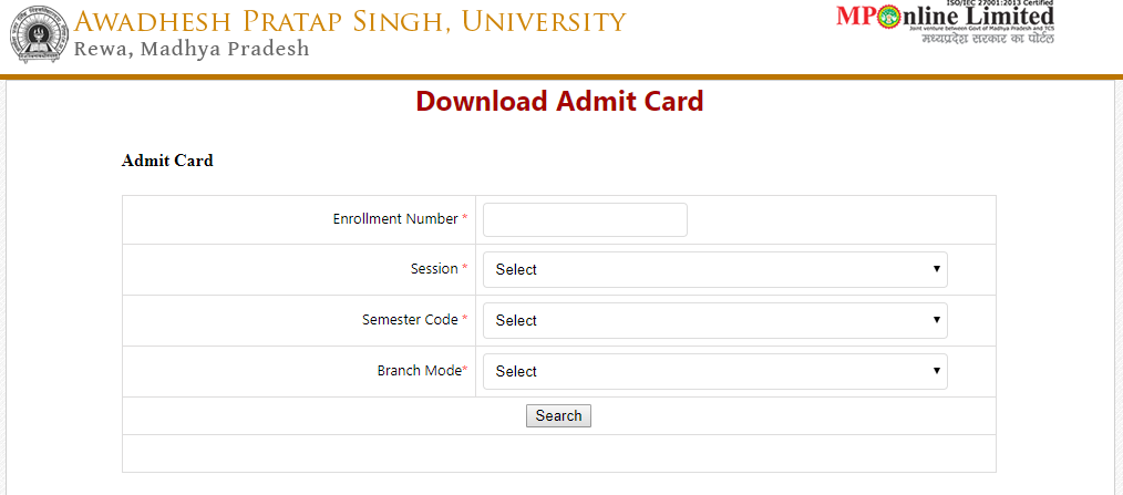 APSU BA Admit Card 2019