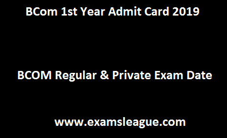 BCom 1st Year Admit Card 2019