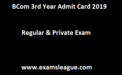 BCom 3rd Year Admit Card 2019