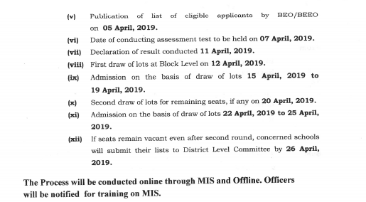 Haryana State Rule 134-A Class 2 to 8 Admission 2019 