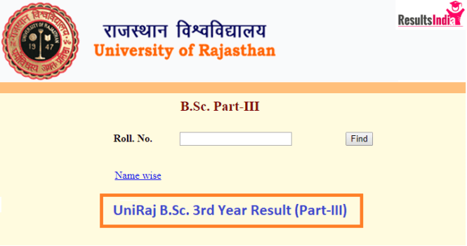 Uniraj B.Sc Part 3rd Result 2019