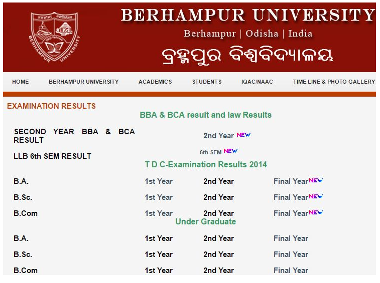 Berhampur University TDC +3 Result 2019