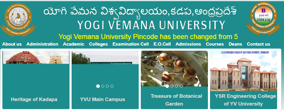 Yogi Vemana University 3rd Sem Result 2019