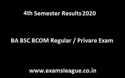 4th Sem BA BSC BCom Result 2019