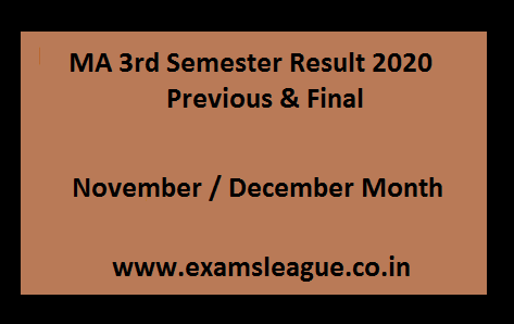 MA 3rd Semester Result 2020 Previous & Final 
