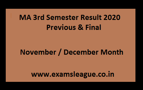 MA 3rd Semester Result 2020 Previous & Final