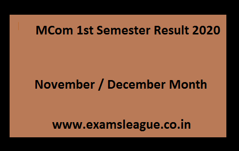 MCom 1st Semester Result 2020 All Universities