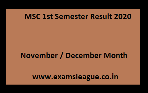 MSC 1st Semester Result 2020 