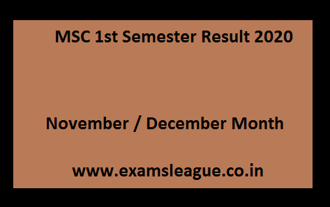 MSC 1st Semester Result 2020