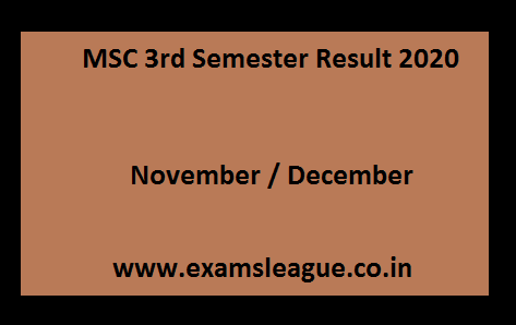 MSC 3rd Semester Result 2020