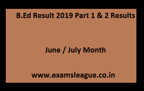 B.Ed Result 2019 Part 1 & 2