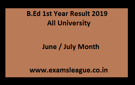 B.Ed 1st Year Result 2019 All University