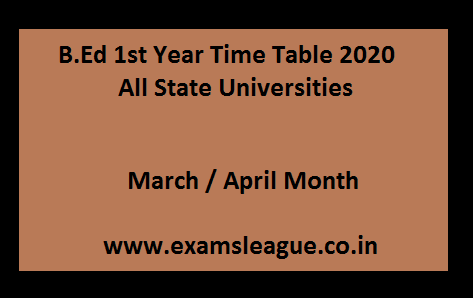 B.Ed 1st Year Time Table 2020