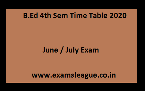B.Ed 4th Sem Time Table 2020