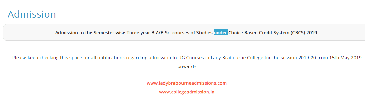 Lady Brabourne College BA BSC BCOM Merit List 2019