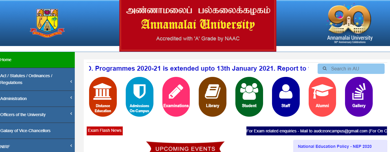 Annamalai University BA Time Table 2021 DDE BA 1st 2nd 3rd Year Exam Date Sheet Pdf